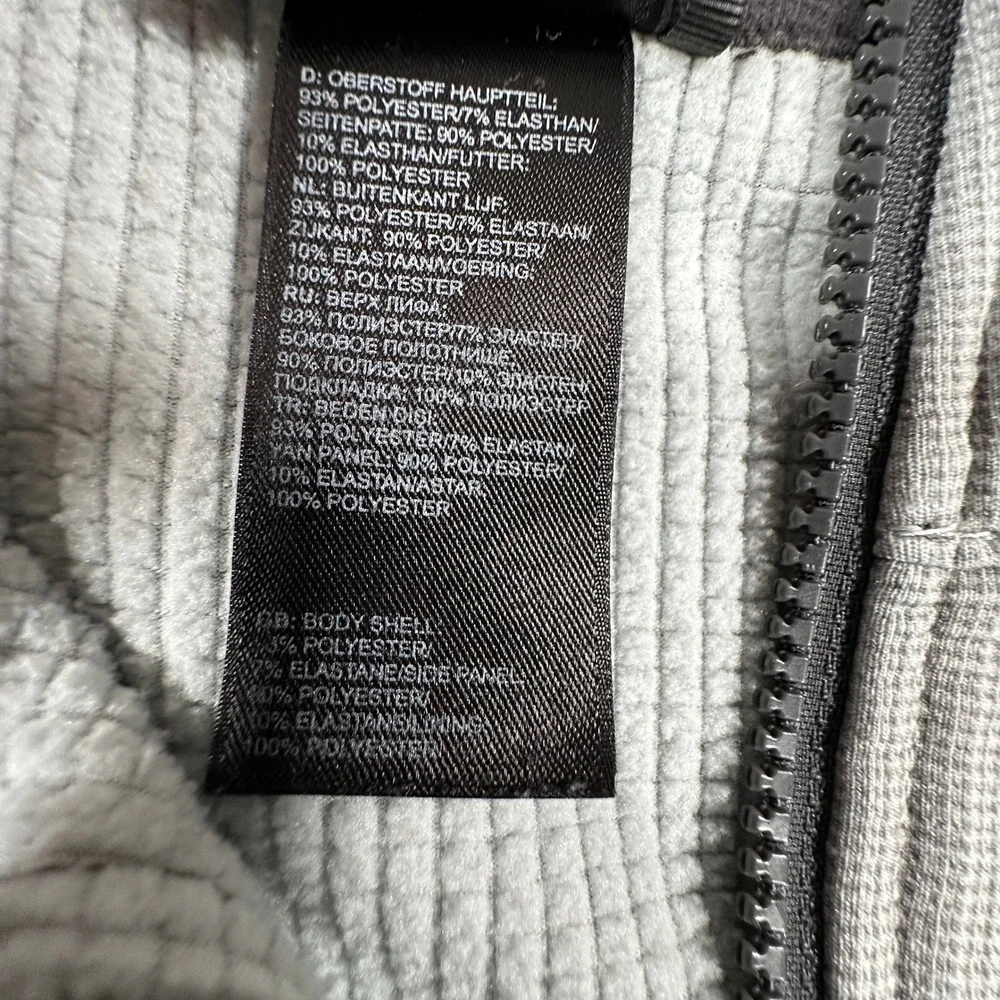 The North Face Waffle Knit Full-Zip Jacket Mens M Gray Black Thermal Fleece A2ZF